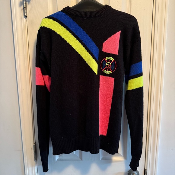 Vintage Tyrolia By Head  Black Neon 80’s Ski Sweater Unisex Men’s M/Woman’s L - Picture 1 of 4